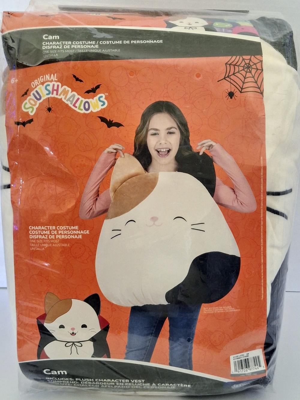 Squishmallows Cam Cat Kids Costume - White, Black, Tan